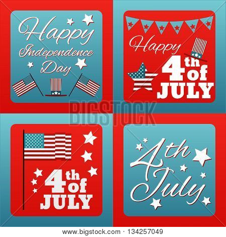 Happy 4 Th Of July Card United States Of America. Happy Independence Day Usa Poster. Vector Illustra