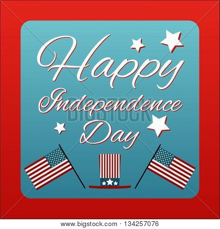 Happy 4 Th Of July Card United States Of America. Happy Independence Day Usa Poster. Vector Illustra