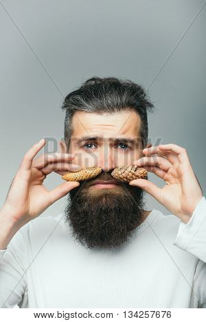 Bearded Man With Pinecone Moustache