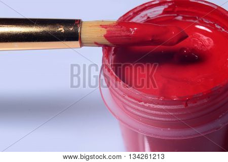 Red Gouache With Brush