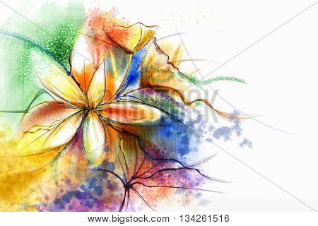 Abstract floral watercolor painting. Abstract colorful watercolour paintings for background. Hand painted composition flowers in soft color background Scenic water color background.