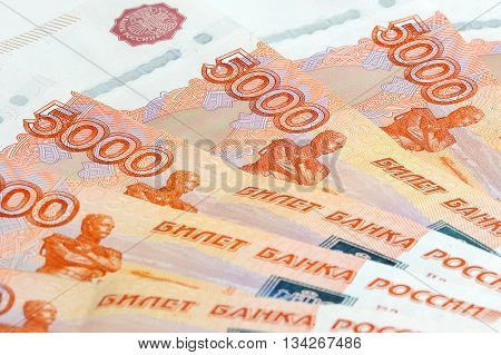 Scattering Five Thousandth Banknotes Russia