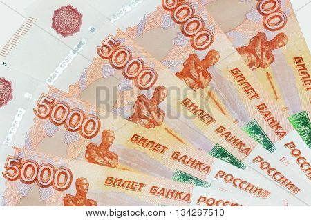 Scattering Five Thousandth Banknotes Russia