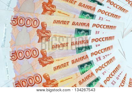 Scattering Five Thousandth Banknotes Russia