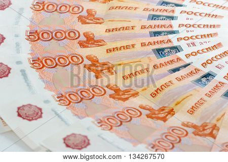 Scattering Five Thousandth Banknotes Russia