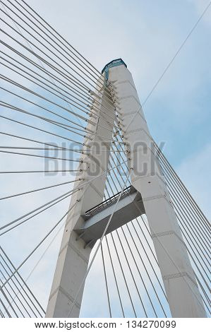 St. Petersburg, Russia, 6 January: Big Obukhovsky Bridge (cable-stayed) Over The Neva River On Janua