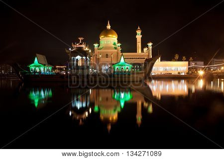 Mosque in Brunei Darussalam with a golden top.