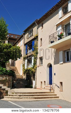 Grimaud France - april 16 2016 : the picturesque historical village