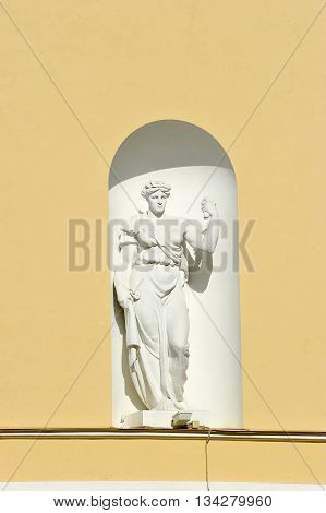 St. Petersburg Russia 9 September: The Image Of The Theatrical Muses On The Facade Of The Alexandrin