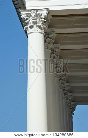 St. Petersburg, Russia, 9 September: Columns On The Facade Of The Alexandrinsky Theatre In St. Peter