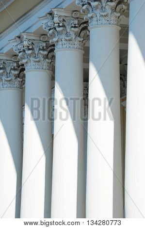 St. Petersburg, Russia, 9 September: Columns On The Facade Of The Alexandrinsky Theatre In St. Peter