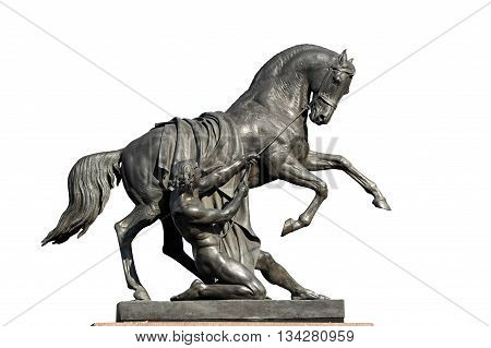 St. Petersburg, Russia, 7 September: Sculpture With A Horse On The Anichkov Bridge In St. Petersburg