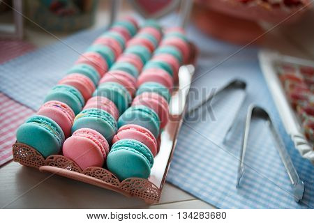sweet colorful macarons for the wedding guests