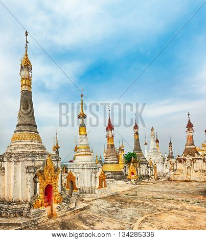 Buddhist temple Thaung Tho on Inle Lake. Myanmar. 
