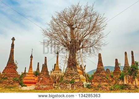 Buddhist temple Sankar. Shan state. Myanmar. 