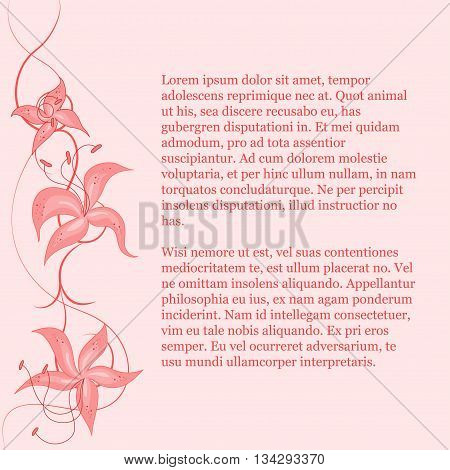 text pattern with pink flowers in the background