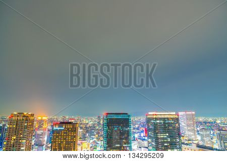 OSAKA, JAPAN - November  30, 2015 : Osaka city view from Umeda sky building, Osaka. View from the top at twilight in Japan
