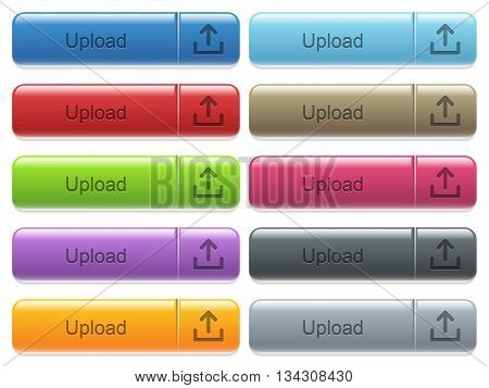 Set of upload glossy color captioned menu buttons with engraved icons
