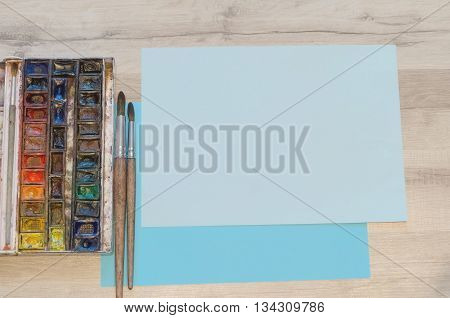 Watercolor Box And Paper