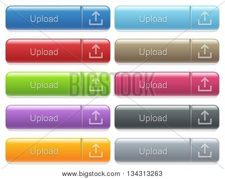 Set of upload glossy color captioned menu buttons with embossed icons