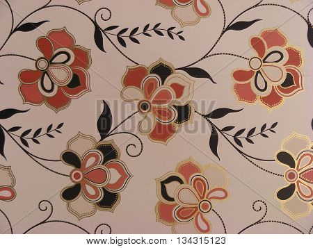 Red flower and leaf seamless pattern background