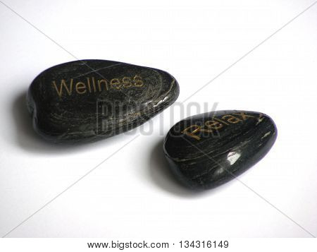 Relax and wellness stone with white isolated background