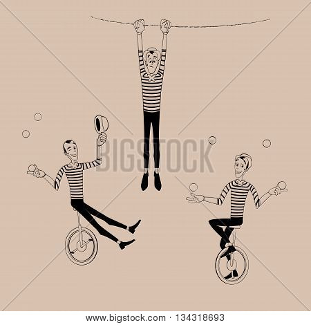 A set of Mimes performing a pantomime