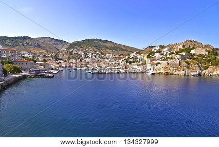 landscape of Hydra island Saronic Gulf Greece