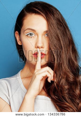 young pretty adorable woman with candy close up like doll makeup