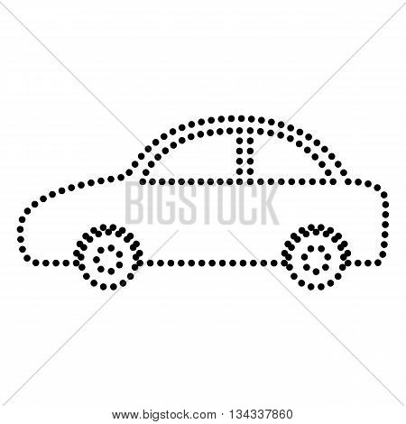 Car sign illustration. Dot style or bullet style icon on white.