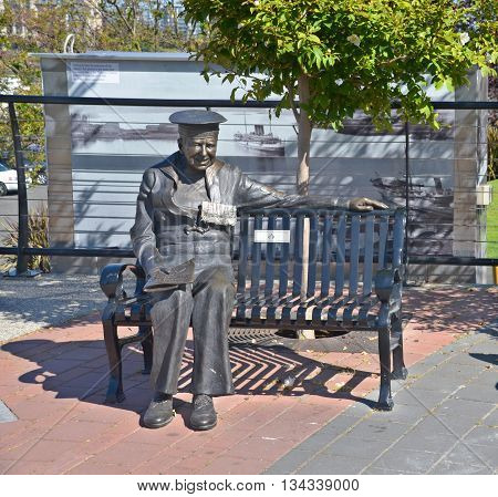 VICTORIA BC CANADA JUNE 24 2015: The "VETERAN SAILOR" by Nathan Scott, This statue is of John Mason who enrolled in the Royal Canadian Navy Volunteer Reserve at age 18 in 1942 as a Stoker 2nd Class.
