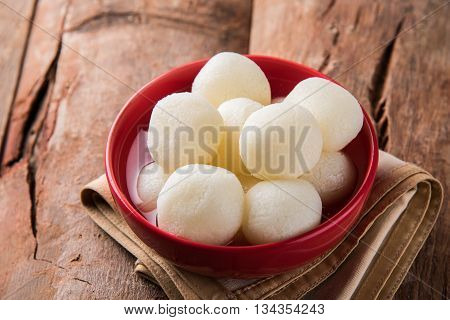 Bangladesh or india's favourite sweet rasgulla or rosogulla,  bengal sweets, made of milk / khoya, sweet meets