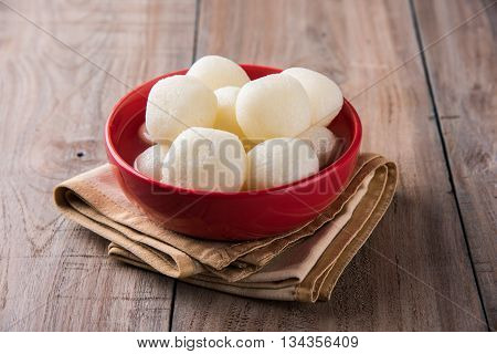 Bangladesh or india's favourite sweet rasgulla or rosogulla,  bengal sweets, made of milk / khoya, sweet meets