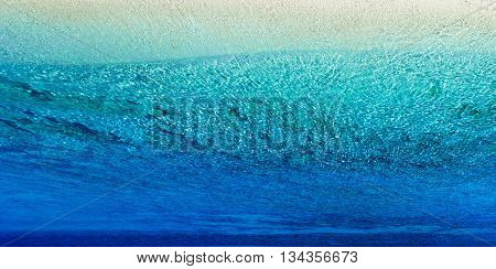 Beautiful Sunny Beach Coastline with Panorama Tranquility Bay. Beach vacation background