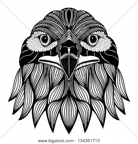 Hand Drawn Head Of Eagle.