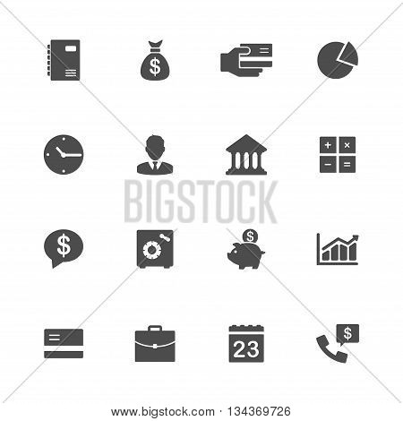 Business icons vector flat set of 16