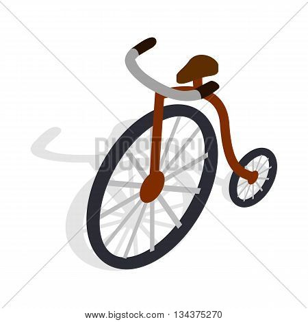 Highwheel bike icon in isometric 3d style on a white background