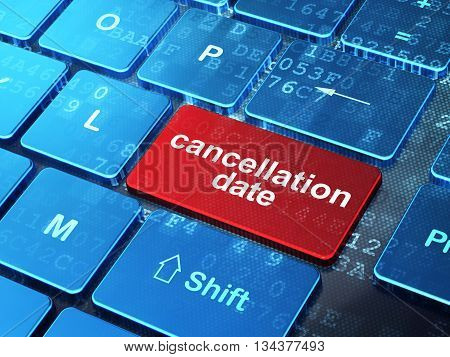 Law concept: computer keyboard with word Cancellation Date on enter button background, 3D rendering