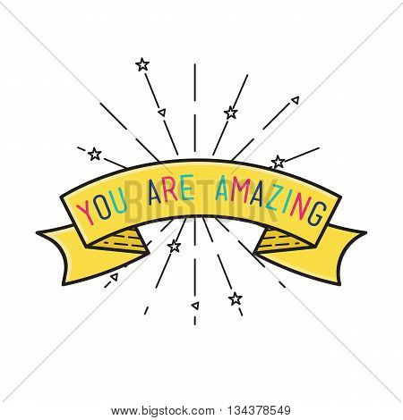 You Are Amasing Inspirational Vector Illustration, Motivational Quotes Flat Poster