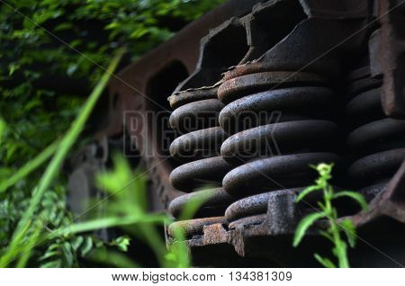 Part of the dirt and old grunge freight railcar