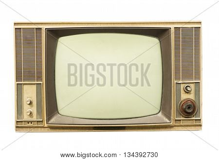 Old vintage tv isolated on white background