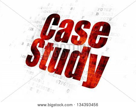 Learning concept: Pixelated red text Case Study on Digital background