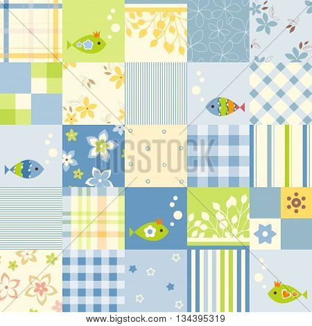 A set of seamless patterns. Good for wrapping paper and fabric design, Baby Shower, Birthday, Easter, Wedding, Greeting Cards, Mothers Day and scrapbook.