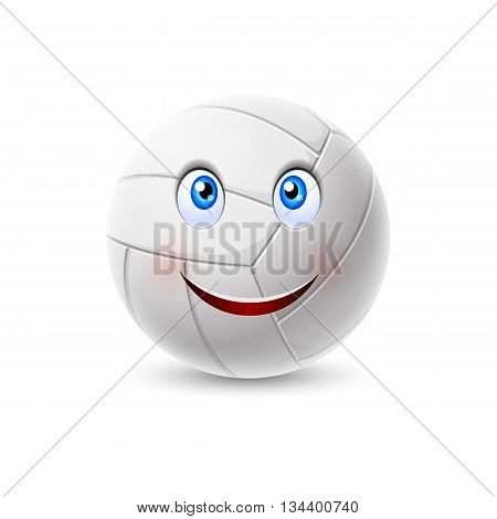 Happy cartoon leather volleyball ball character with smiling face