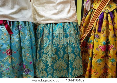 falleras dress detail from Fallas popular Valencia fest in Spain