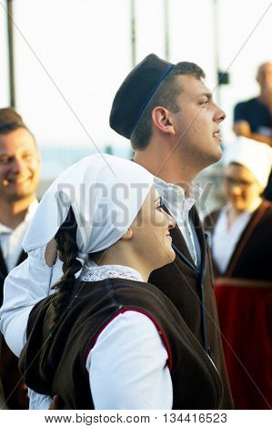 Montenegro, Herceg Novi - 28/05/2016: Boy and girl of the folk ensemble 