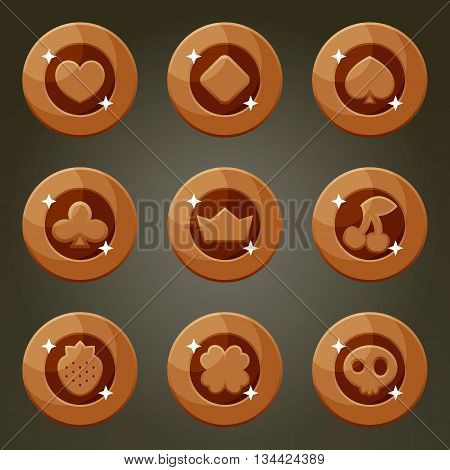 Set of Bronze Coin With Casino Emblems