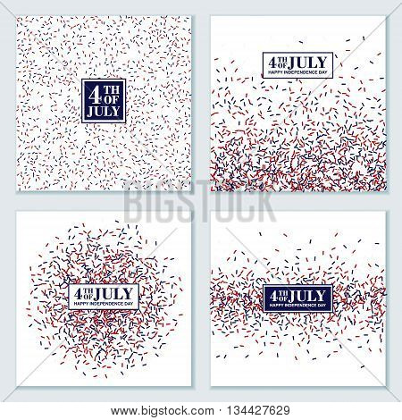 4th of July background set. Independence Day conception in traditional American colors - red white blue.
