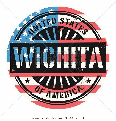 Grunge rubber stamp with the text United States of America, Wichita, vector illustration