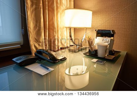 NEW YORK, USA - CIRCA MARCH, 2016: inside of the Sheraton Hotel. Sheraton Hotels and Resorts is Starwood Hotels and Resorts Worldwide's largest and second oldest brand